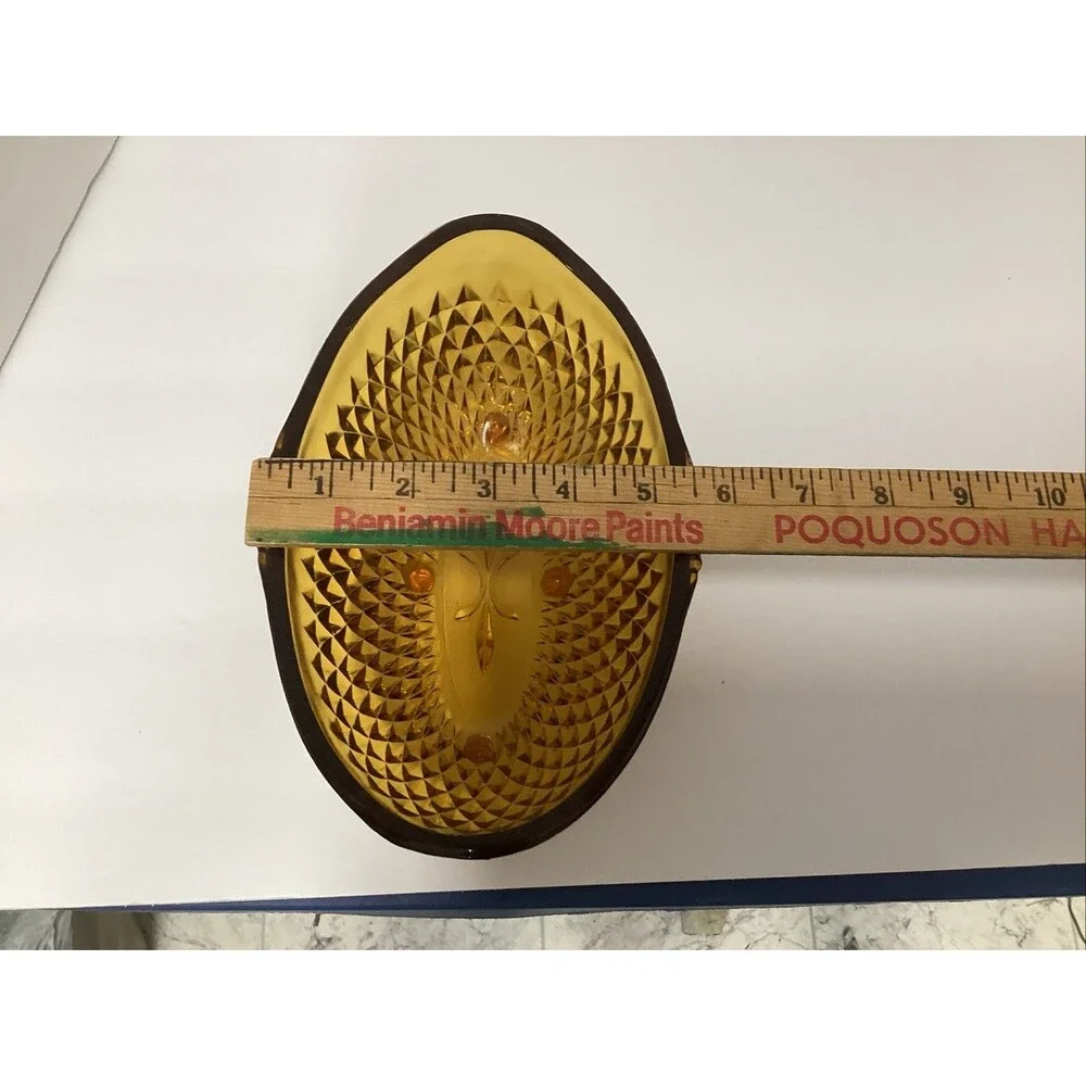 vintage Indiana glass amber -colored diamond point oval footed bowl